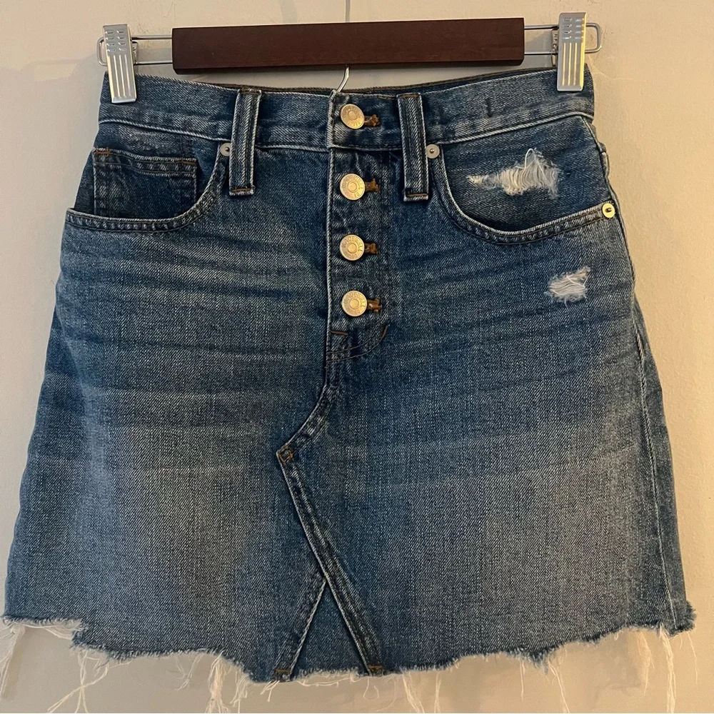 Madewell Button Fly Jean Denim Skirt Size - Picture 3 of 6